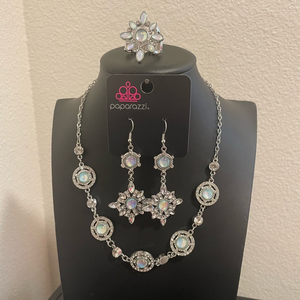 Necklace earrings and ring